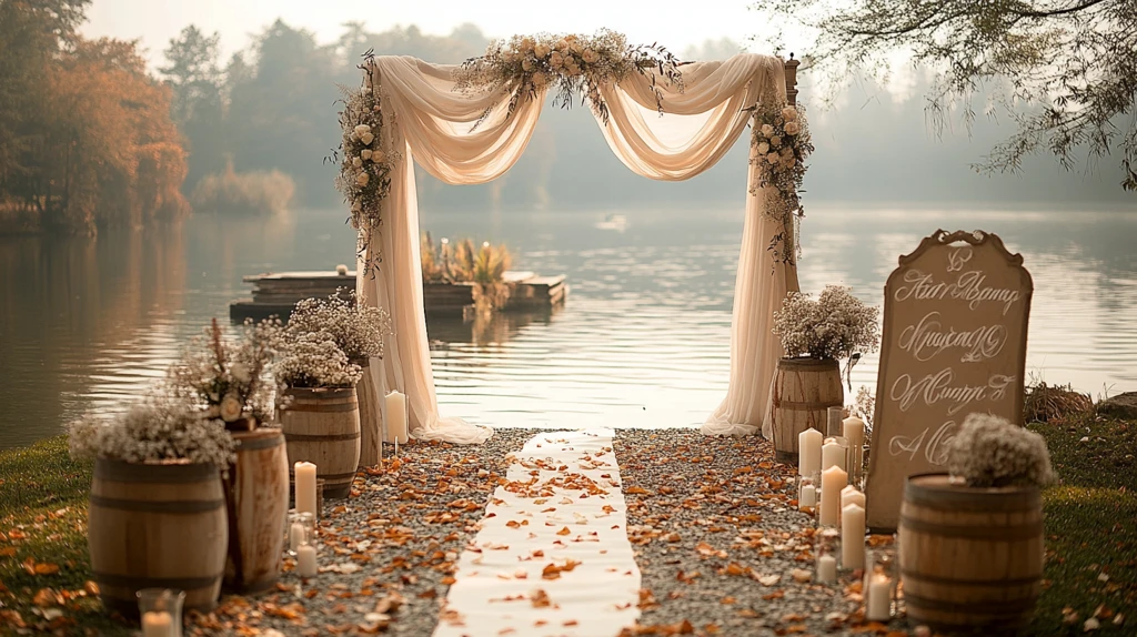 白色薄纱婚礼拱门