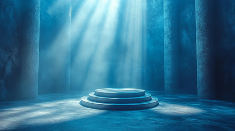 蓝色光射线科技展示台