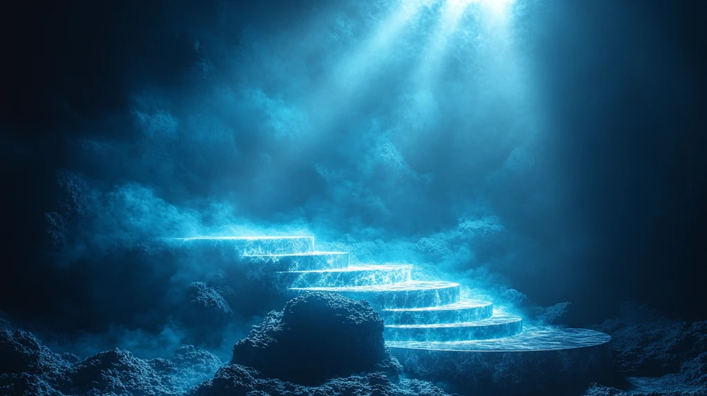 蓝色光射线科技展示台