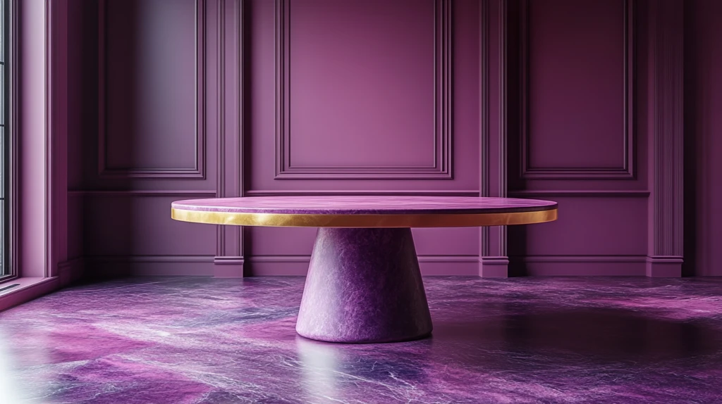 紫色圆桌金色边缘