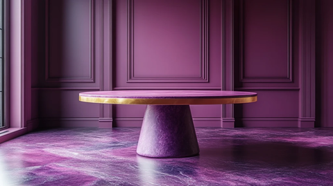 紫色圆桌金色边缘