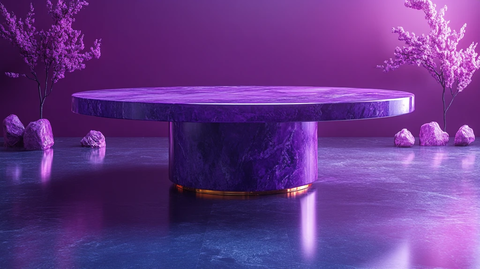 紫色圆桌金色边缘