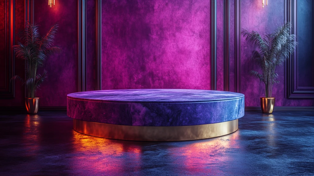 紫色圆桌金色边缘