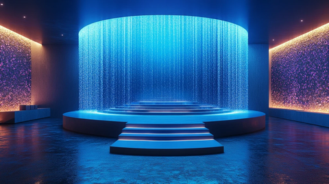 黑色产品平台与数字背景融合