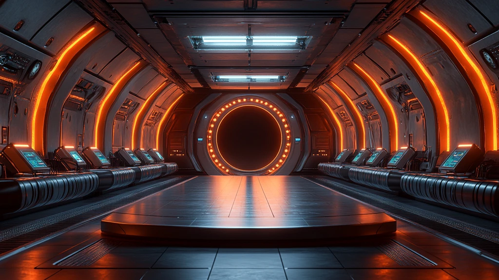 未来空间站六边形房间展示台