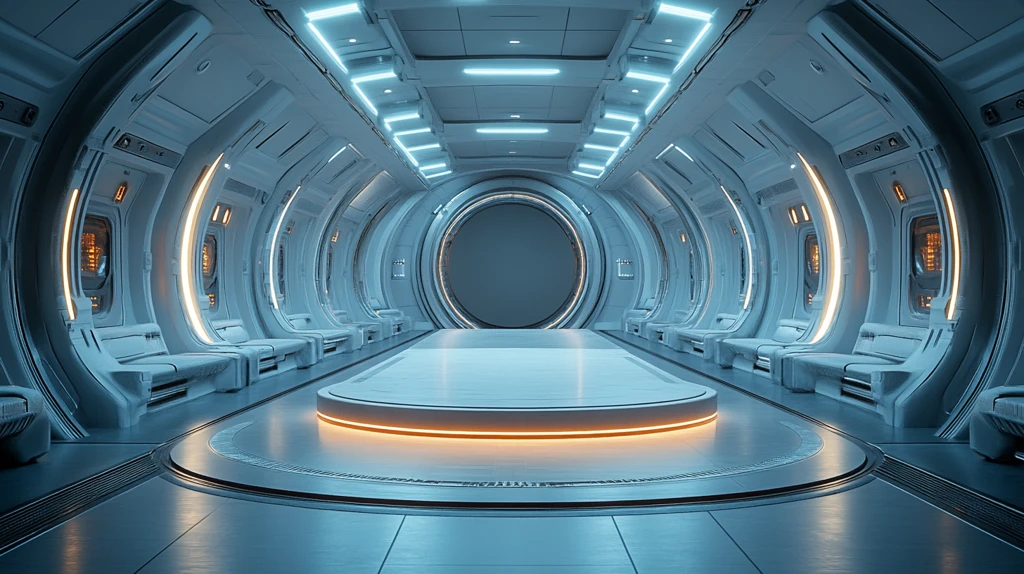 未来空间站六边形房间展示台