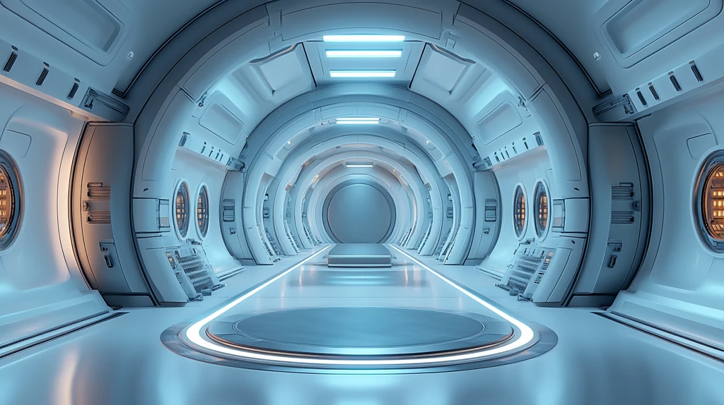 蓝色白色圆形讲台未来设备