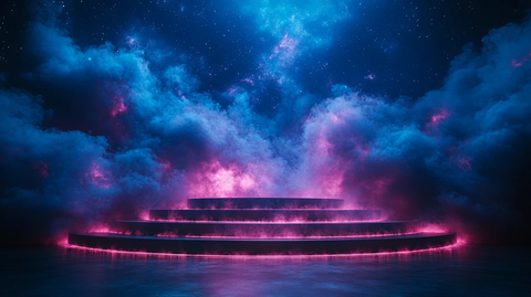 夜空下的空讲台