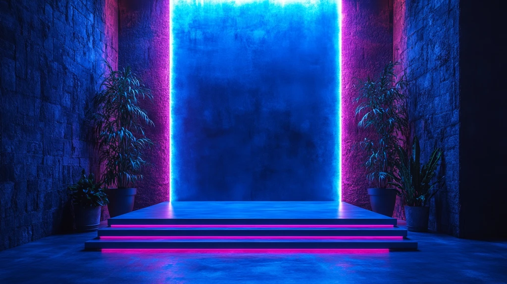 颁奖台与蓝色灯光