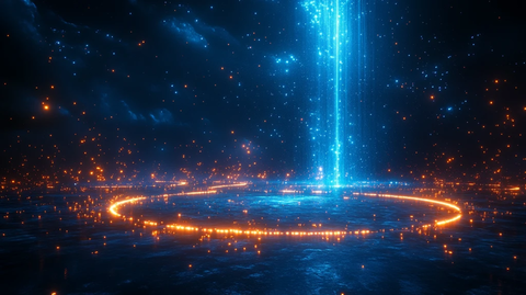 黑暗空间中的光环舞台