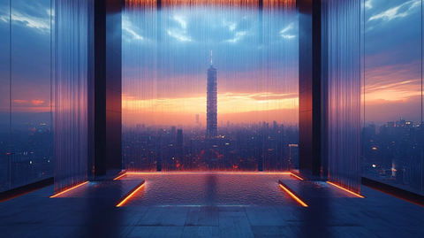 方柱屏幕展示3D电视塔