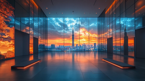 方柱屏幕展示3D电视塔