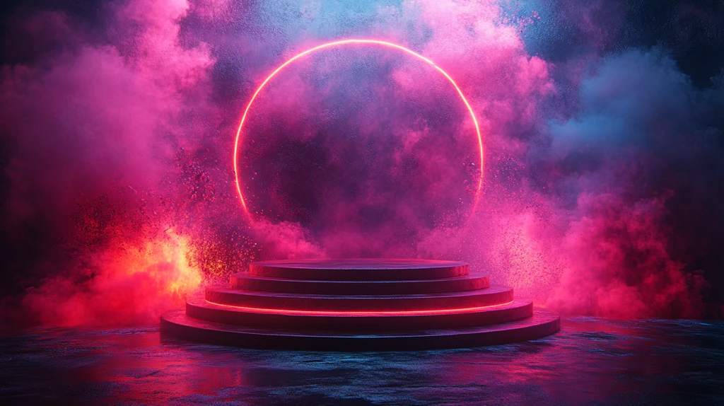 暗红背景中的讲台