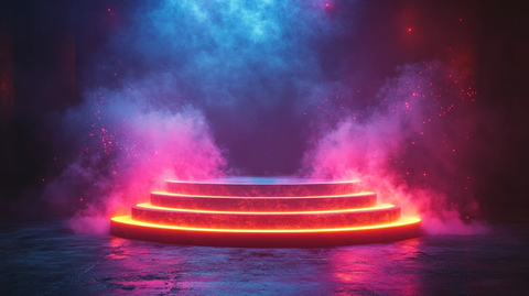 暗红背景中的讲台