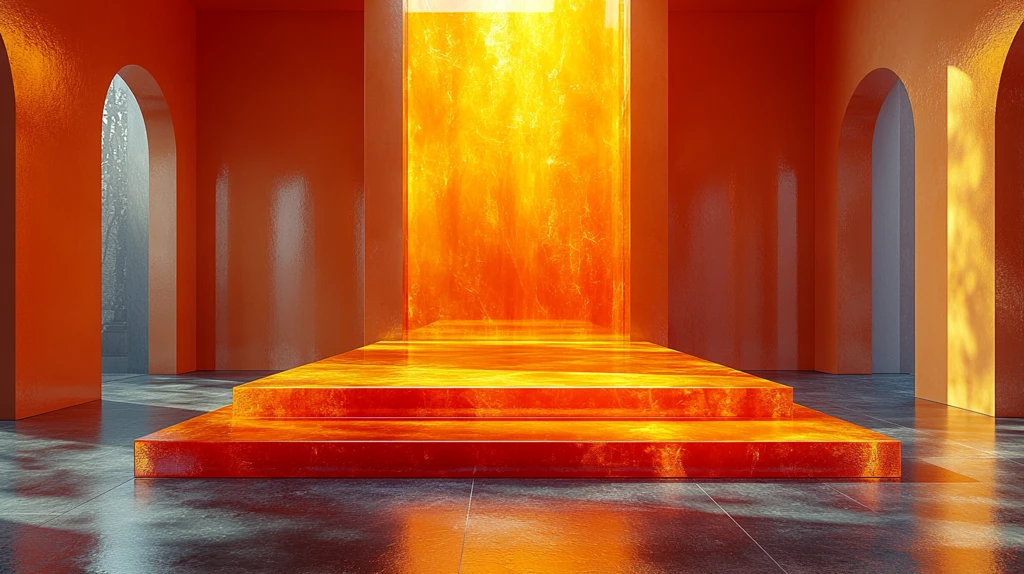 橙色玻璃讲台悬浮