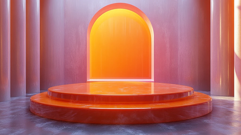 橙色玻璃讲台悬浮