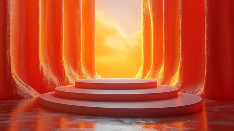 橙色玻璃讲台悬浮