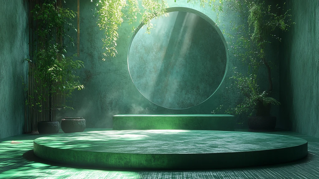 绿色舞蹈舞台与破碎圆圈