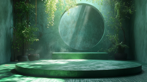 绿色舞蹈舞台与破碎圆圈