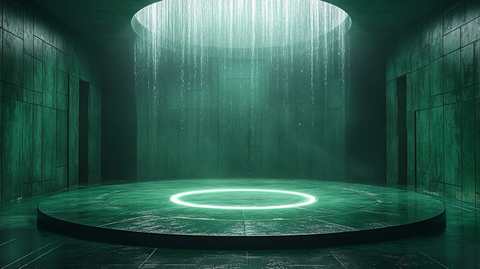 绿色舞蹈舞台与破碎圆圈