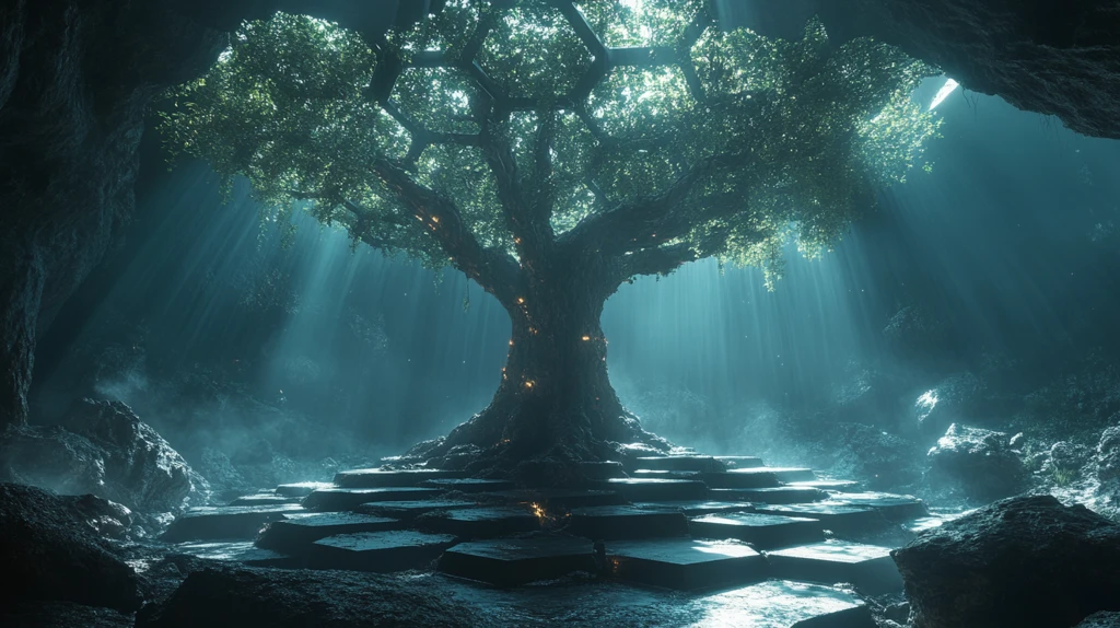 科幻洞穴树根六边形夜店舞台灯光