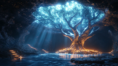 科幻洞穴树根六边形夜店舞台灯光