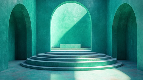 绿色圆形舞台中心对称