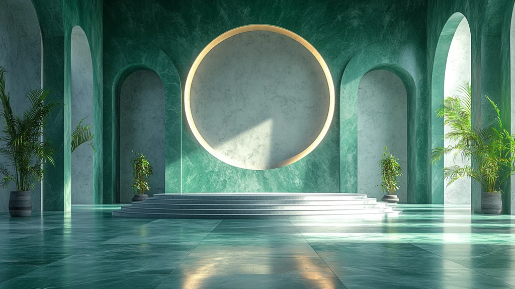 绿色圆形舞台中心对称