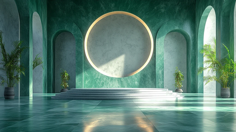 绿色圆形舞台中心对称