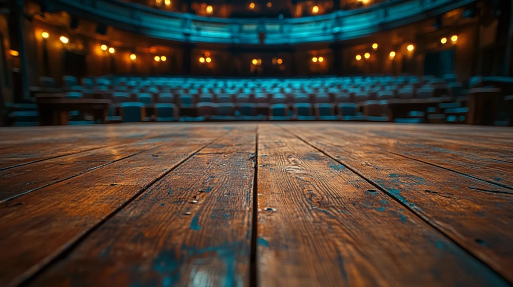 舞台木地板俯瞰空椅