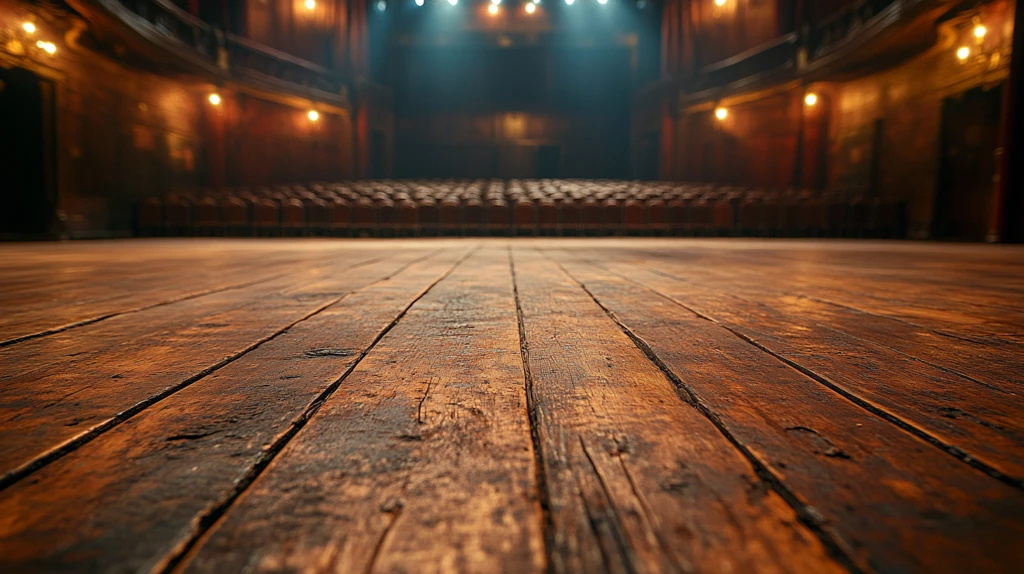 舞台木地板俯瞰空椅