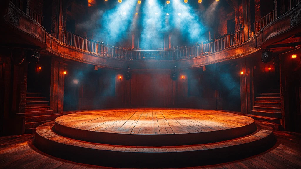 空荡舞台与聚光灯