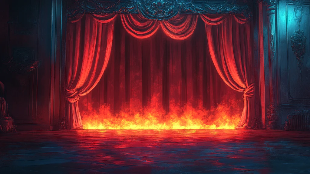 舞台黑红幕布黄灯