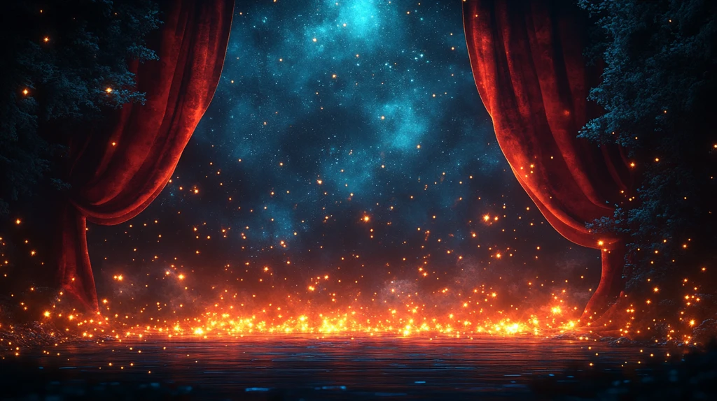 舞台黑红幕布黄灯