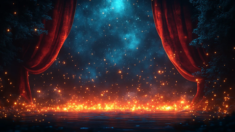 舞台黑红幕布黄灯