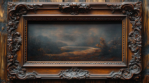 空置复古深色木制相框