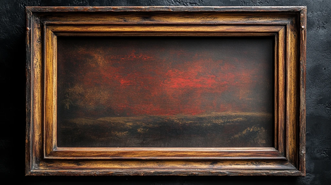 空置复古深色木制相框