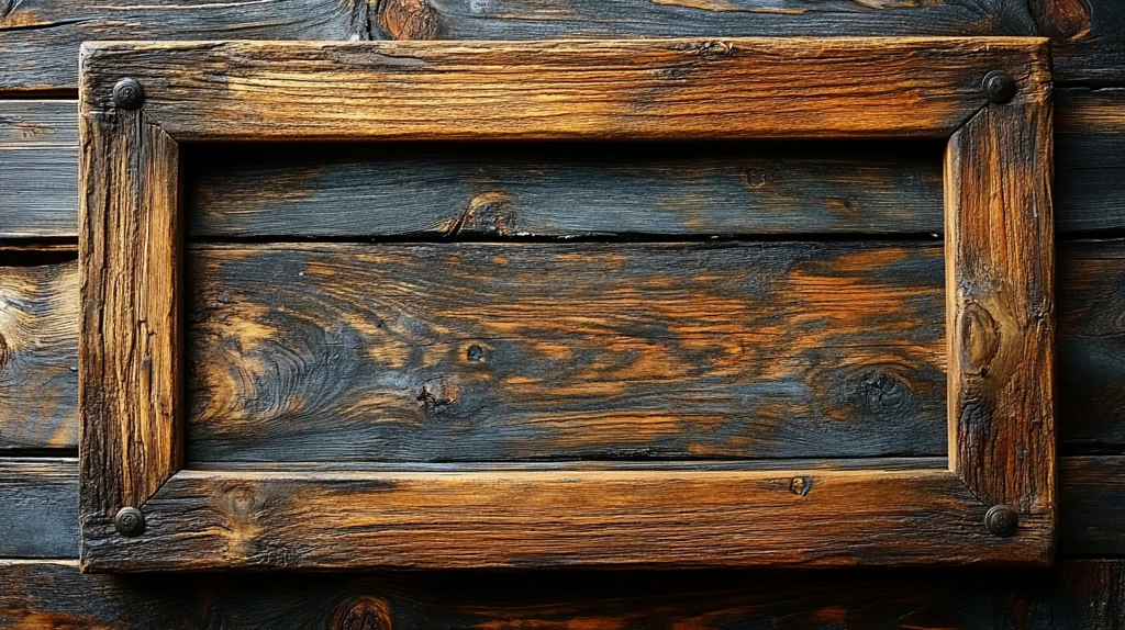 空置复古深色木制相框