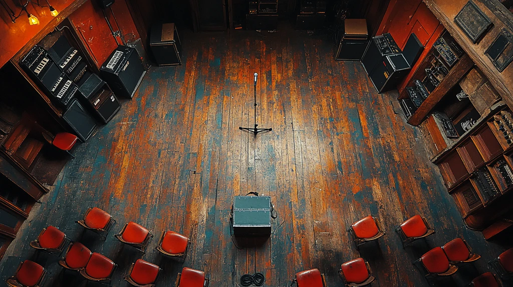 舞台上的麦克风架和踏板