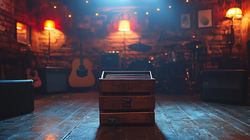 舞台上的黑胶唱片箱