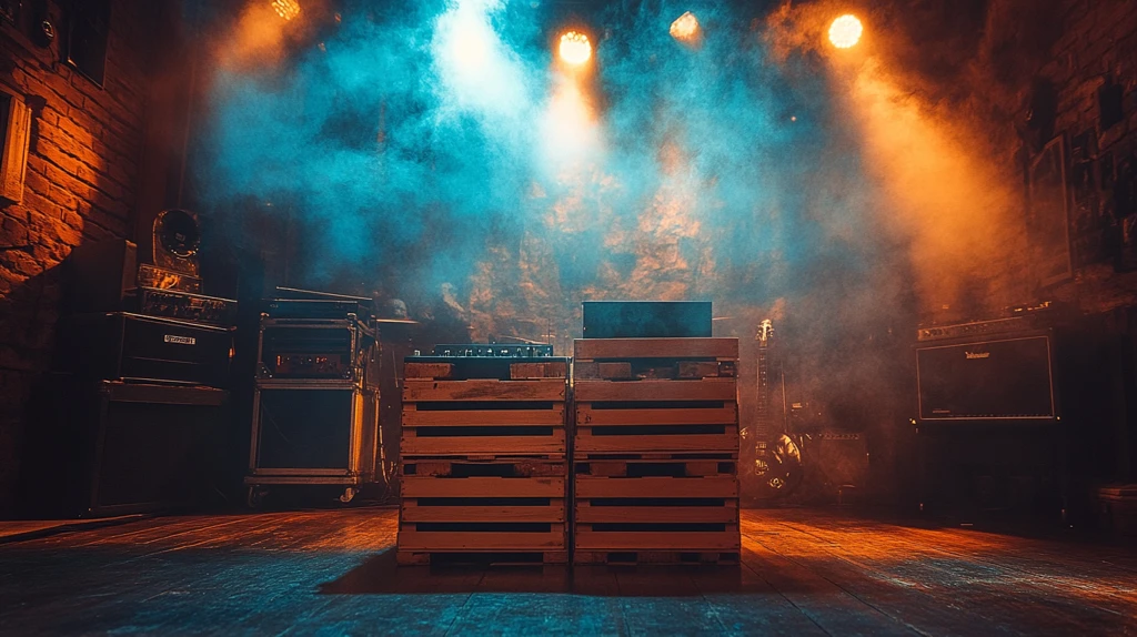 舞台上的黑胶唱片箱