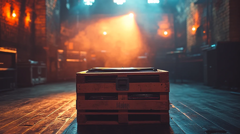 舞台上的黑胶唱片箱