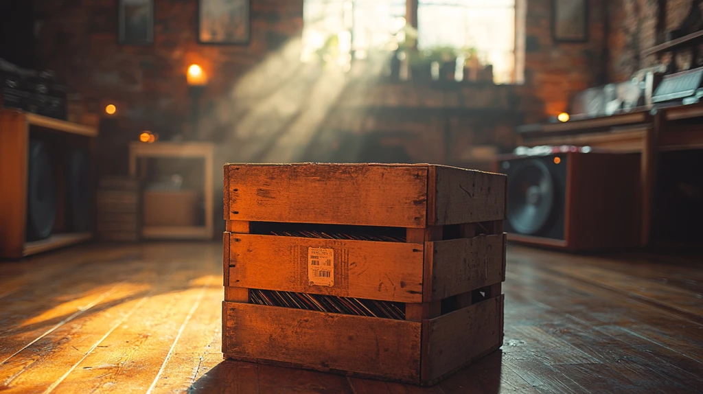 舞台上的黑胶唱片箱