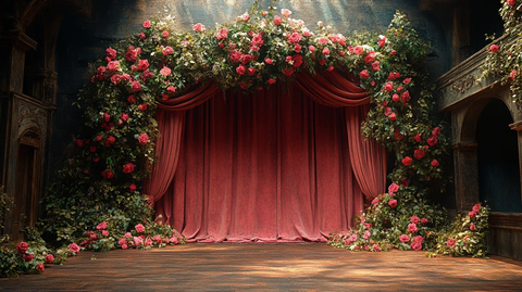 舞台与幕布和花