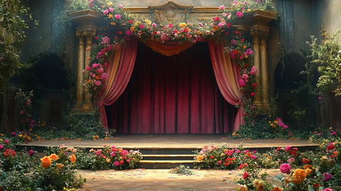 舞台与幕布和花