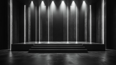 纯黑背景现代舞台基座