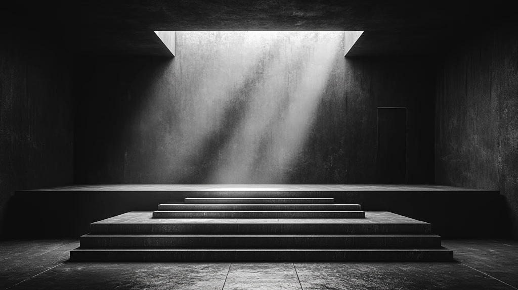 纯黑背景现代舞台基座