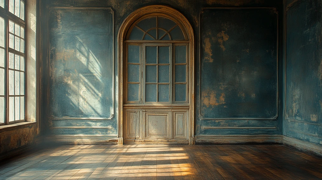 空房间与旧墙纸