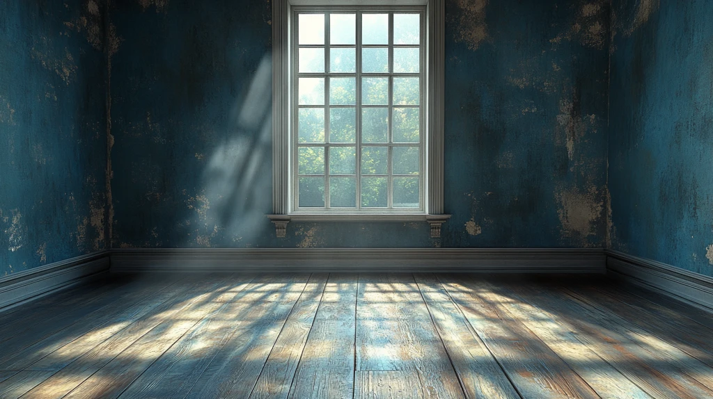 空房间与旧墙纸