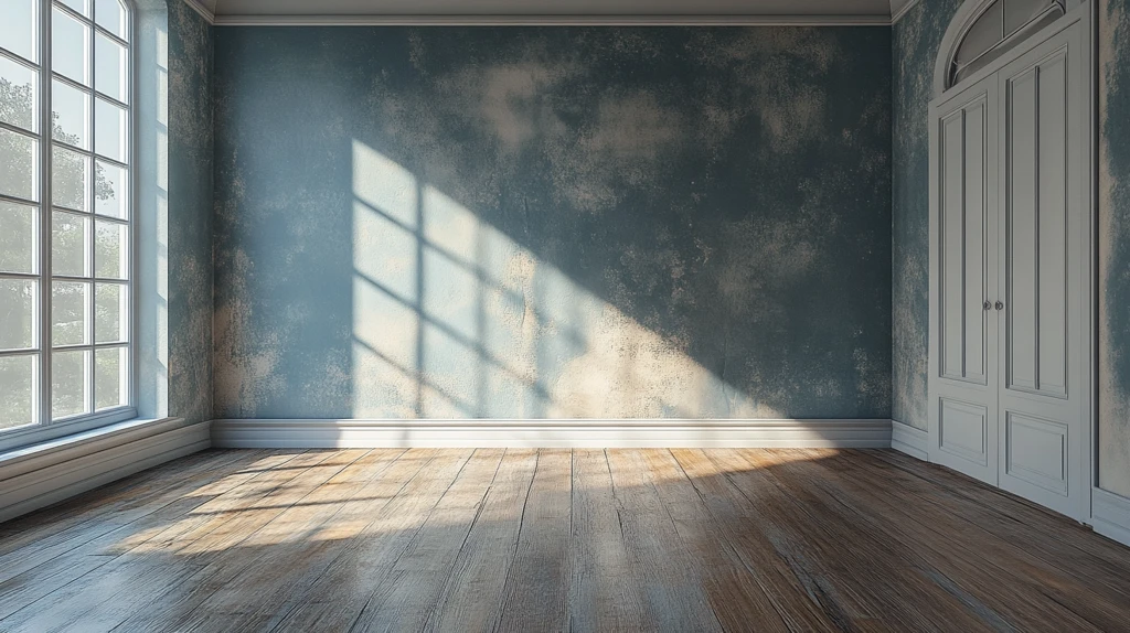 空房间与旧墙纸